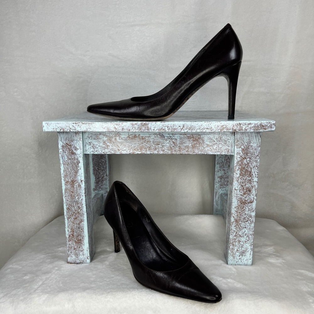 COACH EST. 1941 Pointed Toe Brown Leather Heels Pumps Size 7.5‎ B Italian